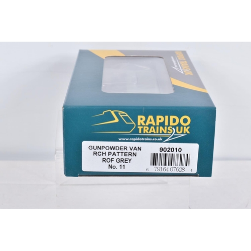 304 - FOUR BOXED OO GAUGE RAPIDO TRAINS UK MODEL RAILWAYS ROLLING STOCK, to include a GPV Gunpowder van Di... 