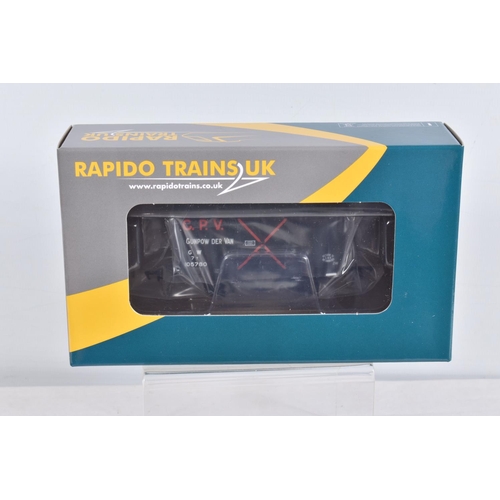 304 - FOUR BOXED OO GAUGE RAPIDO TRAINS UK MODEL RAILWAYS ROLLING STOCK, to include a GPV Gunpowder van Di... 