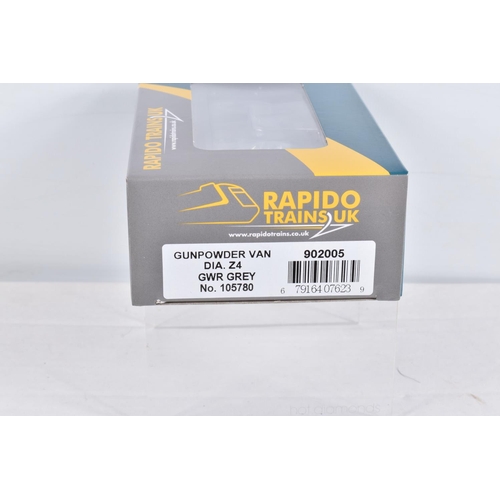 304 - FOUR BOXED OO GAUGE RAPIDO TRAINS UK MODEL RAILWAYS ROLLING STOCK, to include a GPV Gunpowder van Di... 