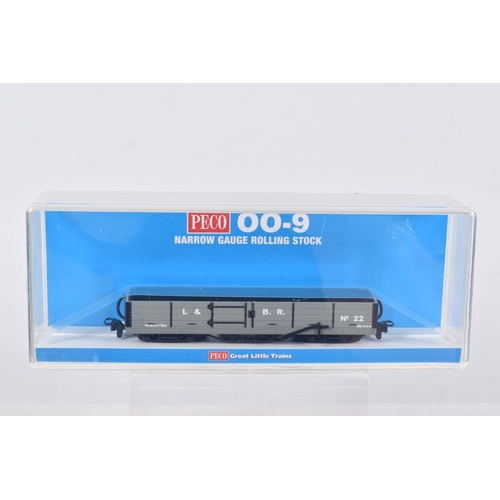 314 - NINE CASED PECO 00-9 NARROW GAUGE ROLLING STOCK, to includer two of the Box Van, no. 4 in L&B Livery... 