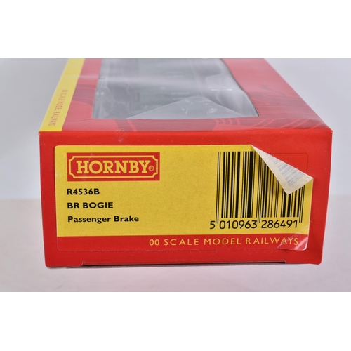 334 - SIX BOXED HORNBY 00 SCALE COACHES, to include a BR Bogie Passenger Brake, numbered R4536B, a BR Bogi... 