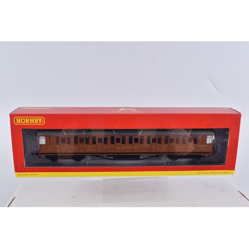 334 - SIX BOXED HORNBY 00 SCALE COACHES, to include a BR Bogie Passenger Brake, numbered R4536B, a BR Bogi... 