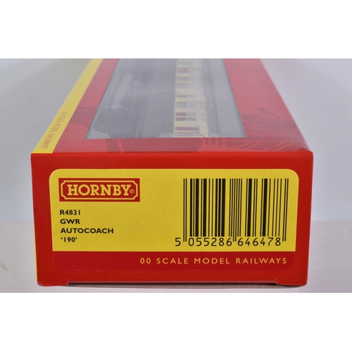 336 - SIX BOXED 00 SCALE HORNBY MODELS AND A BLISTER PACK OF 00 SCALE CONTAINERS, to include a GWR Autocoa... 