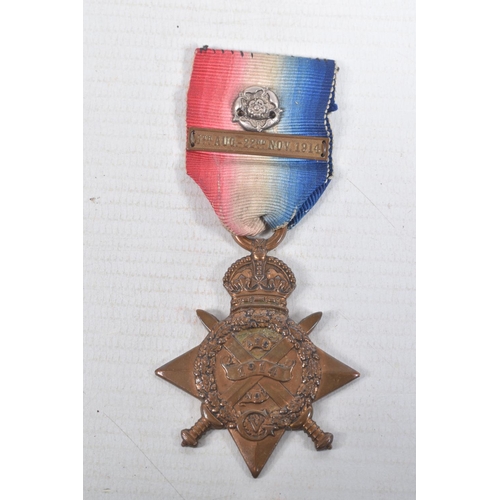 358 - A 1914 WWI STAR WITH BAR AND ROSETTE, a miniature WWI trio of medals, ribbon bar with rosette, the s... 