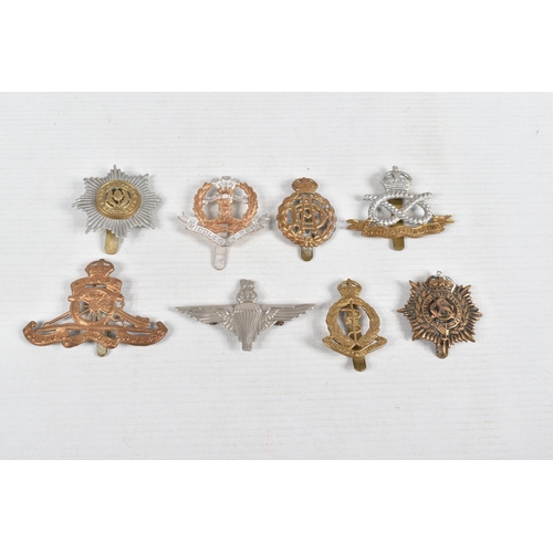 361 - A COLLECTION OF MILITARY CAP AND COLLAR BADGES, these include RE, North Staffs, RAMC, RA, Royal Scot... 