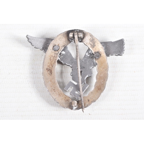 379 - A GERMAN LUFTWAFFE OBSERVERS BADGE WITH MAKERS MARK, this badge is two piece construction with the d... 