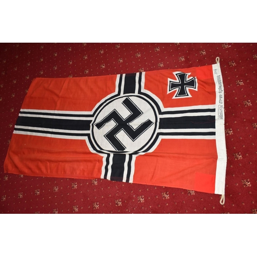 388 - A WWII ERA GERMAN KRIEGSMARINE FLAG, this is marked with an Eagle and M indicating it was for the Kr... 