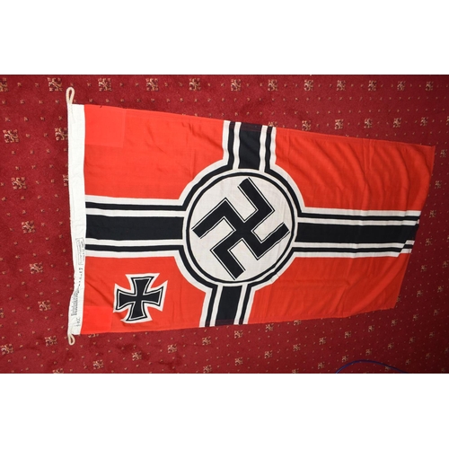 389 - A WWII ERA GERMAN KRIEGSMARINE FLAG, this is marked with an Eagle and M indicating it was for the Kr... 