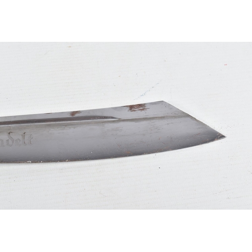 398 - A GERMAN RAD HEWER FOR ENLISTED MEN AND NCO'S, this has a large blade with etched motif and RZM M7/3... 