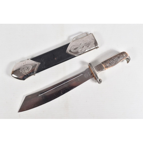 398 - A GERMAN RAD HEWER FOR ENLISTED MEN AND NCO'S, this has a large blade with etched motif and RZM M7/3... 