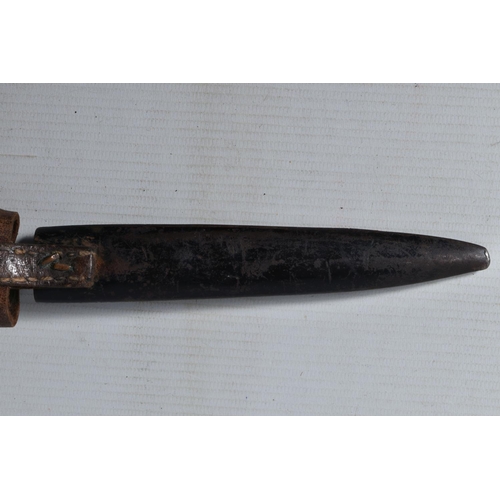 400 - A UNITED STATES FIGHTING KNIFE WITH A NON MATCHING SCABBARD, the blade has no markings on it but the... 