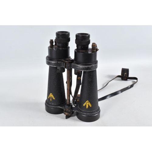 402 - A PAIR OF BARR AND STROUD NAVAL BINOCULARS IN ORIGINAL CASE, these have the military Broad arrow on ... 