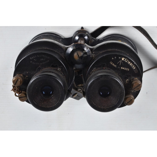 402 - A PAIR OF BARR AND STROUD NAVAL BINOCULARS IN ORIGINAL CASE, these have the military Broad arrow on ... 