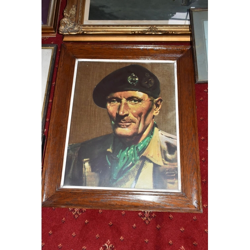 414 - MILITARY AND AIRFORCE INTEREST, a group of framed prints, plaques, pennants, plate, etc. (17) to inc... 