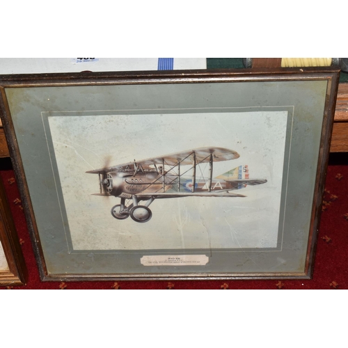 414 - MILITARY AND AIRFORCE INTEREST, a group of framed prints, plaques, pennants, plate, etc. (17) to inc... 