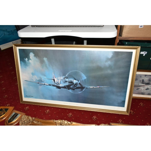 414 - MILITARY AND AIRFORCE INTEREST, a group of framed prints, plaques, pennants, plate, etc. (17) to inc... 