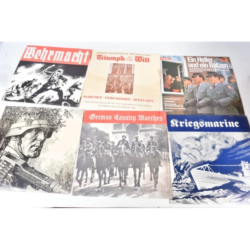 417 - A BOX OF MILITARY RELATED BOOKS AND A QUANTITY OF RECORDS, these are relating to Nazi Germany in the... 