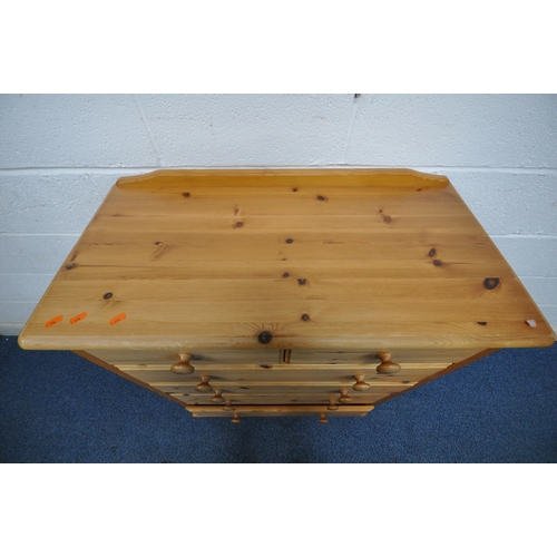 1225 - A MODERN PINE CHEST OF TWO SHORT OVER FOUR LONG DRAWERS, width 85cm x depth 42cm x height 110cm, alo... 