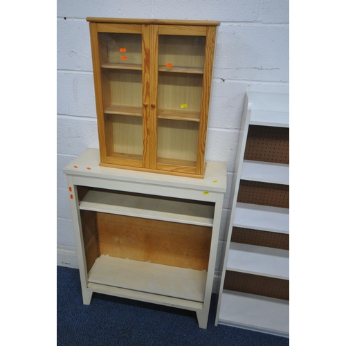 1227 - A MODERN WHITE FIVE TIER OPEN BOOKCASE, width 77cm x depth 22cm x height 127cm, a cream painted open... 