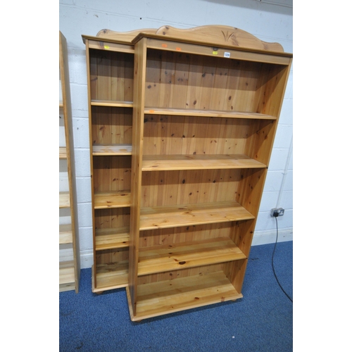 1229 - A PAIR OF MODERN OPEN BOOKCASES, with five shelves, width 88cm x depth 30cm x height 188cm, along wi... 