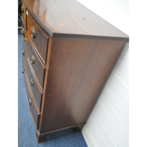 1239 - A REPRODUCTION MAHOGANY BOW FRONT CHEST OF TWO SHORT OVER THREE LONG DRAWERS, on bracket feet, width... 