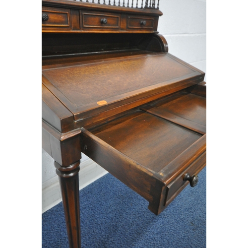 1248 - POSSIBLY THEODORE ALEXANDER, A GOOD QUALITY REPRODUCTION MAHOGANY WRITING DESK, with a raised galler... 