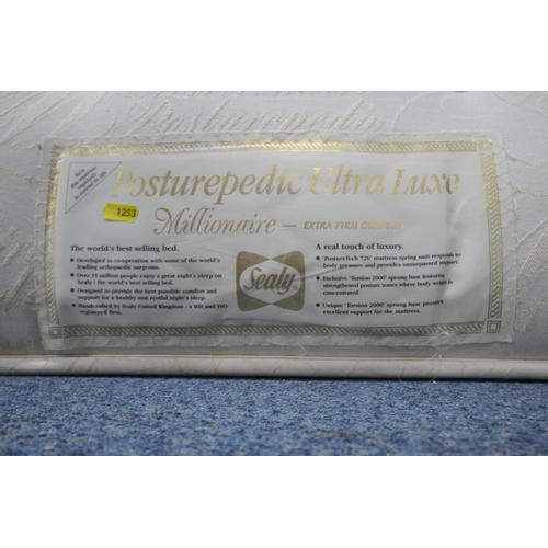 1253 - A SEALY POSTUREPEDIC ULTRA LUXE 4FT6 DIVAN BED, mattress and headboard (condition report: general si... 