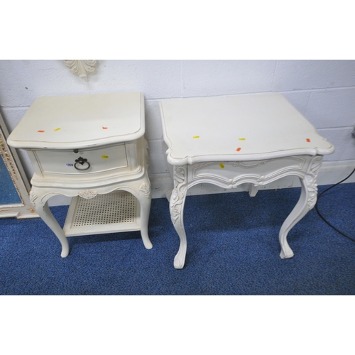 1259 - A SELECTION OF CREAM FURNITURE, to include a Willis and Gambier single drawer bedside cabinet, with ... 