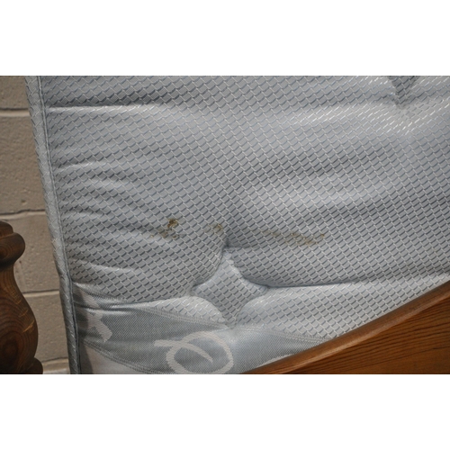 1275 - A SILENT NIGHT MIRACOIL 5FT MATTRESS, with a pine bedstead (condition report: needs a clean, frame w... 