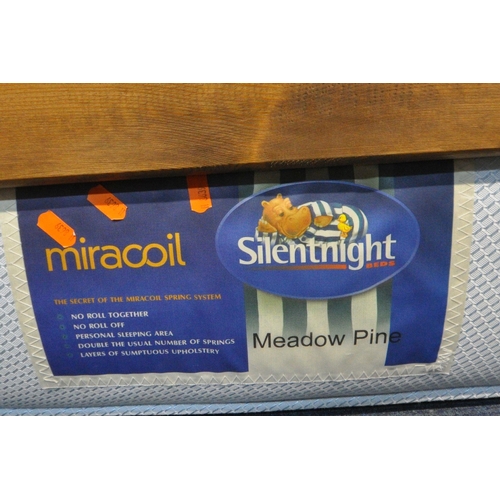 1275 - A SILENT NIGHT MIRACOIL 5FT MATTRESS, with a pine bedstead (condition report: needs a clean, frame w... 