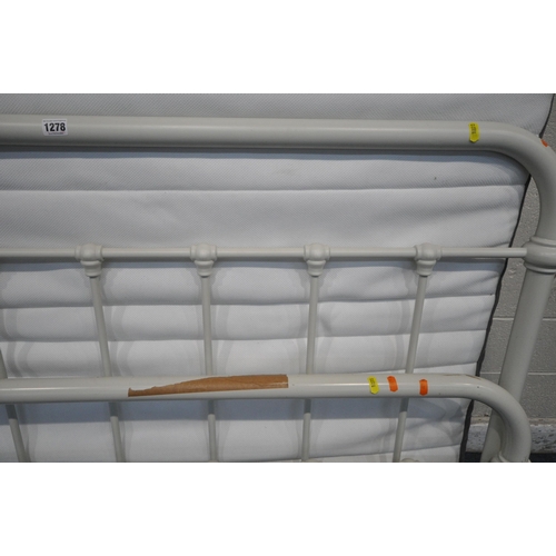 1278 - AN IKEA MORGEDAL 4FT6 MATTRESS, along with a white tubular metal bed frame (condition report: could ... 