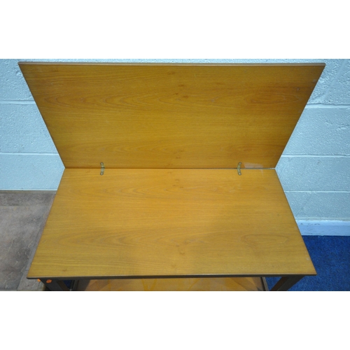 1287 - A SELECTION OF MID CENTURY TEAK OCCASIONAL FURNITURE, to include a two tier tea trolley, with a swiv... 