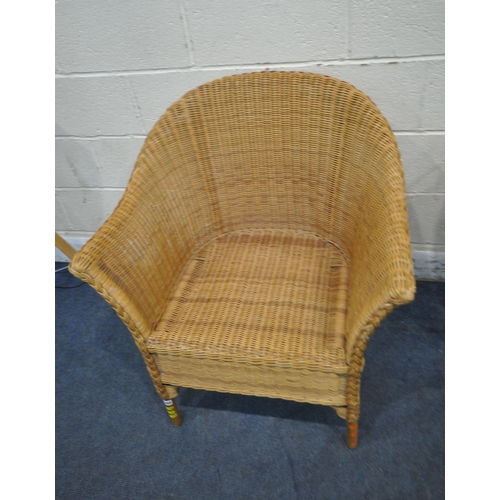 1294 - A SELECTION OF WICKER OCCASIONAL FURNITURE, to include a chair, two baskets, a small bin and a three... 