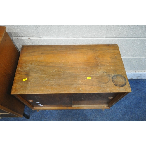 1298 - A MID CENTURY TEAK DRESSING CHEST, with a single mirror and three drawers, width 74cm x depth 45cm x... 