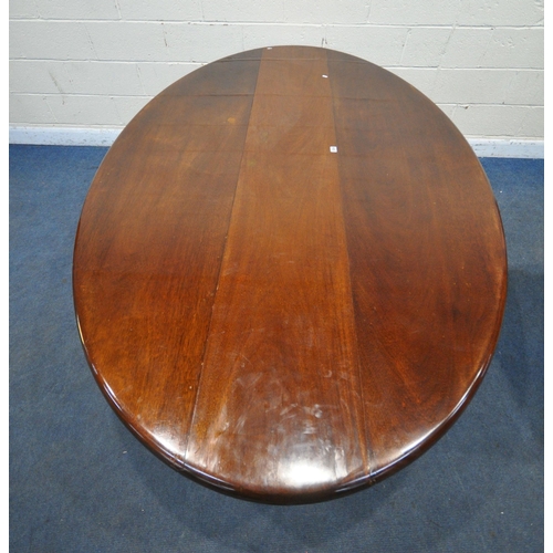 1304 - POSSIBLY WILLIAM TILLMAN, A REPRODUCTION GEORGIAN STYLE MAHOGANY WAKE TABLE, length 198cm x width 13... 