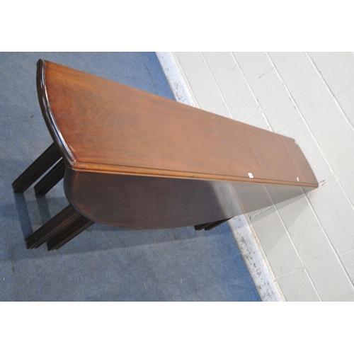 1304 - POSSIBLY WILLIAM TILLMAN, A REPRODUCTION GEORGIAN STYLE MAHOGANY WAKE TABLE, length 198cm x width 13... 