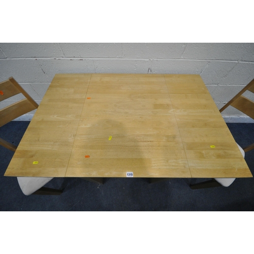 1315 - A MODERN BEECH DROP LEAF KITCHEN TABLE, open width 120cm x closed width 64cm x depth 79cm x height 7... 