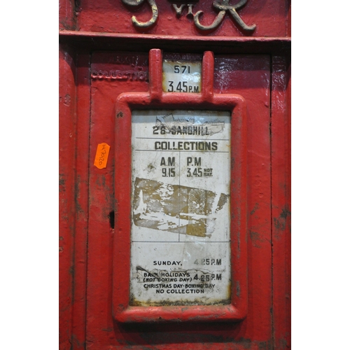 1321 - W.T. ALLEN & CO, LONDON A GEORGE VI PILL BOX RED PAINTED POST BOX, with a single door and lock, widt... 