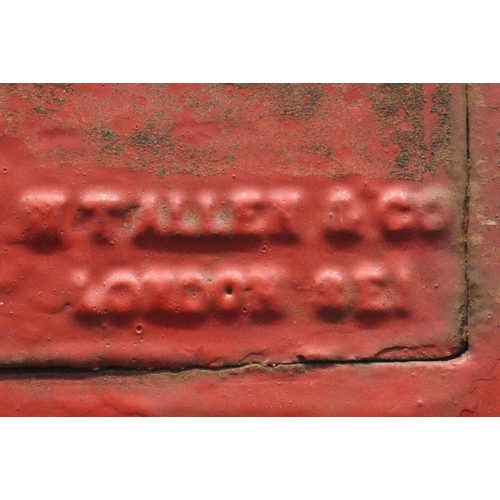 1321 - W.T. ALLEN & CO, LONDON A GEORGE VI PILL BOX RED PAINTED POST BOX, with a single door and lock, widt... 