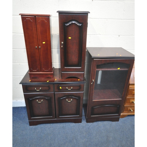 1331 - A MAHOGANY CHEST OF FIVE DRAWERS, width 77cm x depth 37cm x height 88cm, a bureau with a fall front ... 