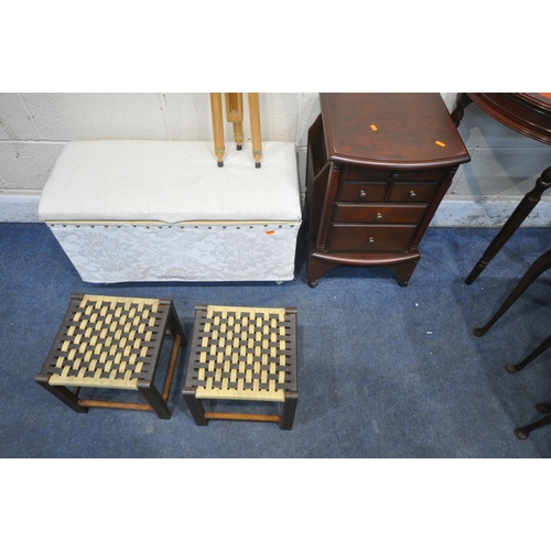 1333 - A SELECTION OF OCCASIONAL FURNITURE, to include a mahogany demi-lune side table, with a single drawe... 