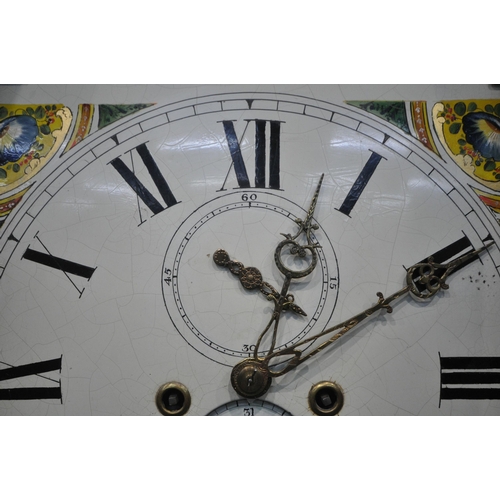 1338 - A 19TH CENTURY MAHOGANY EIGHT DAY LONGCASE CLOCK, the hood with twin swan neck pediment and turned s... 