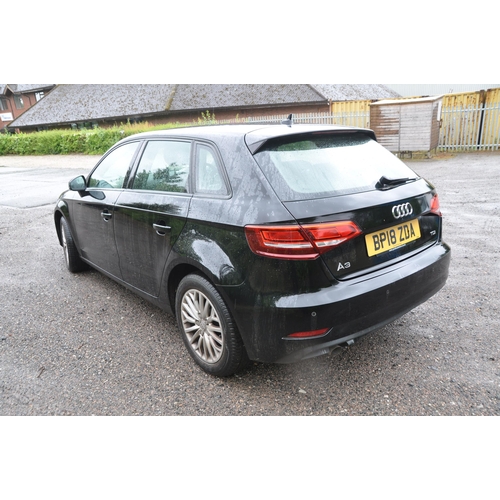 1001 - A 2018 AUDI A3 SE TECHNIK TDI S-A FIVE DOOR HATCHBACK CAR in black, 1846cc diesel engine, automatic ... 