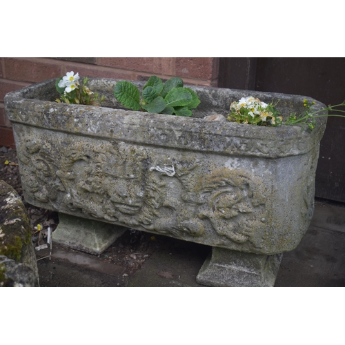 1009 - A WEATHERED COMPOSITE CIRCULAR PLANTER, with twin handles, diameter 51cm x height 29cm along with a ... 