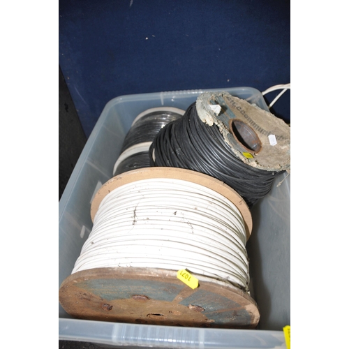 1071 - FOUR TRAYS AND LOOSE OF TELECOM EQUIPMENT including eight full 200m reels and five depleted reels of... 