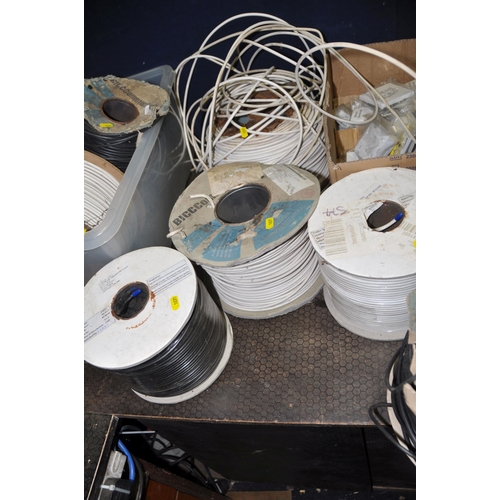 1071 - FOUR TRAYS AND LOOSE OF TELECOM EQUIPMENT including eight full 200m reels and five depleted reels of... 