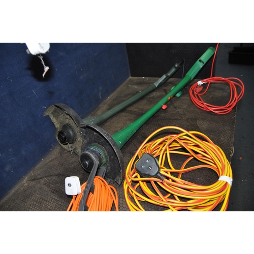 1090 - A BLACK AND DECKER STRIMMER, a Qualcast Strimmer (both PAT pass and working), two extension cables a... 