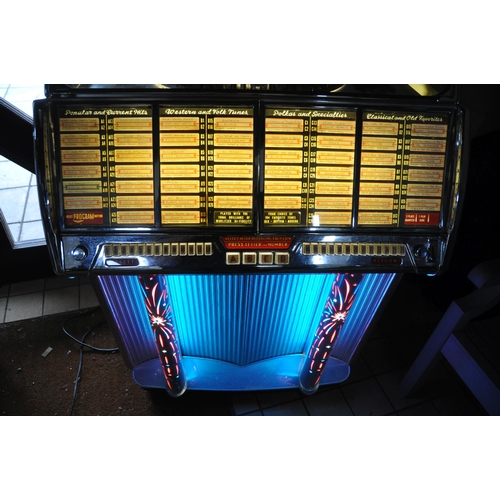 1108 - A 1950s WURLITZER MODEL 1800 JUKEBOX IN HORIZON BLUE in working order, plays 45s, width 82cm depth 6... 