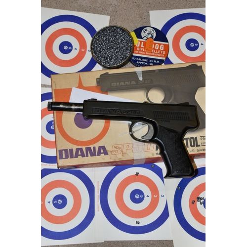 159 - A BOXED DIANA SP50 AIR PISTOL, made by Milbro Sports Ltd, 4.5mm, .177 calibre, no visible serial no,... 