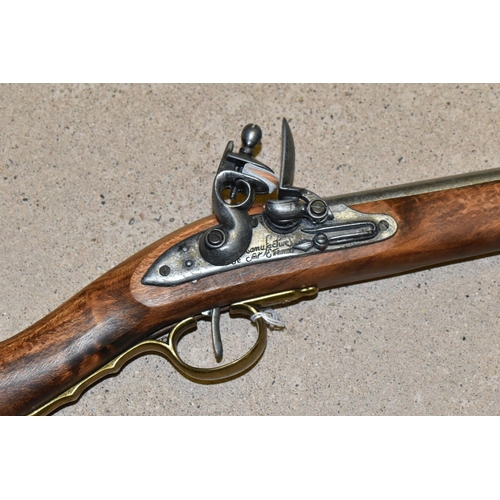 165 - A MODERN REPLICA OF A FLINTLOCK MUSKET, aluminium tube and lock BUYER MUST BE 18 YEARS OF AGE OR OVE... 